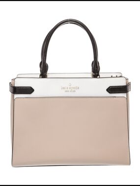 kate spade Colorblock Beige, White & Black Leather Satchel
